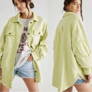 Free People revolve Ruby Shacket Luminary layering boho lime oversized size xs
